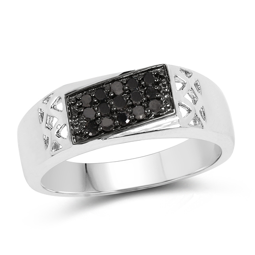Diamond-0.23 Carat Genuine Black Diamond .925 Sterling Silver Ring