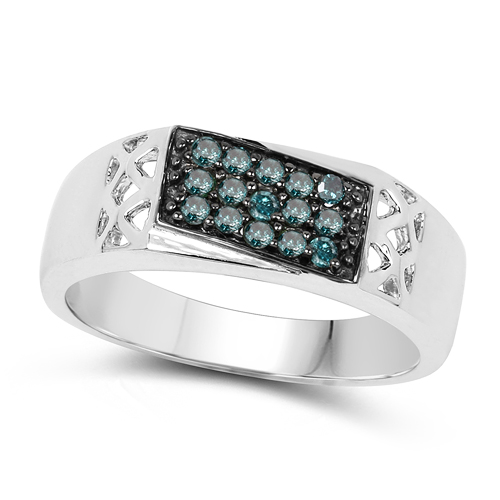0.23 Carat Genuine Blue Diamond .925 Sterling Silver Ring