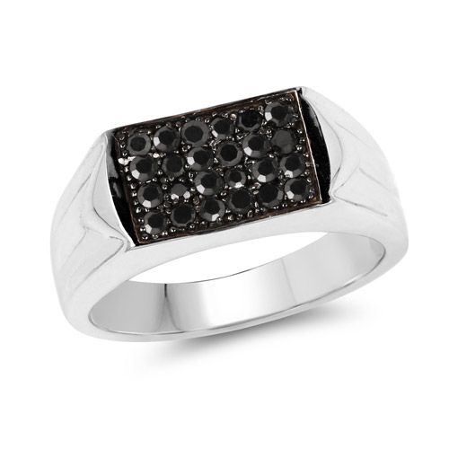 Diamond-0.42 Carat Genuine Black Diamond .925 Sterling Silver Ring