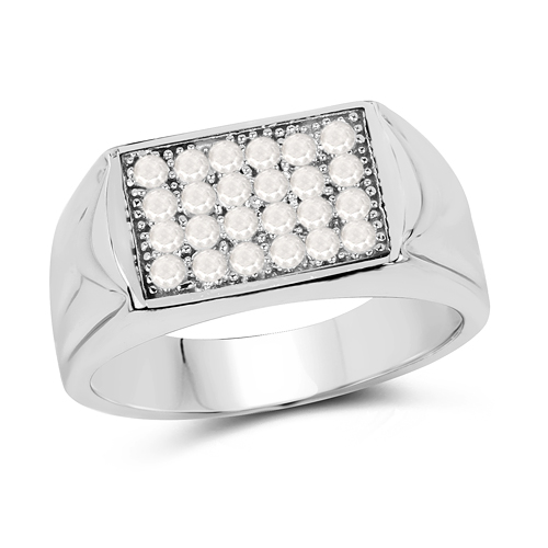 Diamond-0.41 Carat Genuine White Diamond .925 Sterling Silver Ring