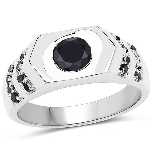 Diamond-1.53 Carat Genuine Black Diamond .925 Sterling Silver Ring