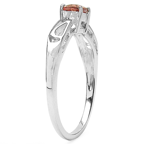 0.65 Carat Genuine Orange Sapphire .925 Sterling Silver Ring