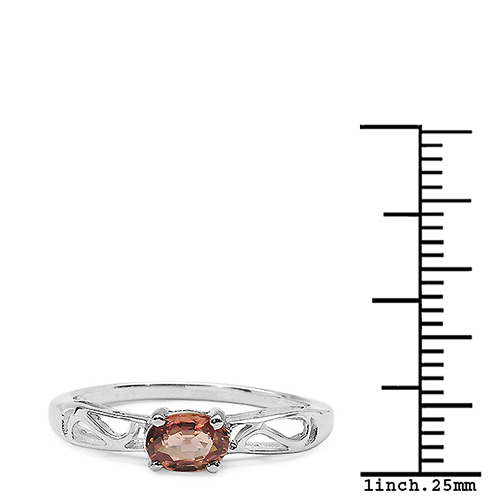 0.65 Carat Genuine Orange Sapphire .925 Sterling Silver Ring