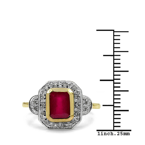 1.34 Carat Glass Filled Ruby and White Topaz .925 Sterling Silver Ring