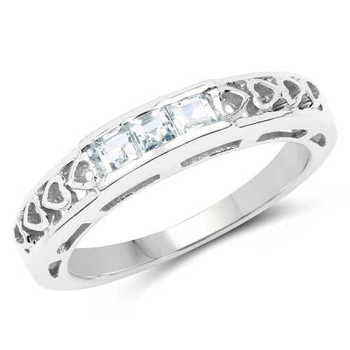 Rings-0.24 Carat Genuine Aquamarine .925 Sterling Silver Ring