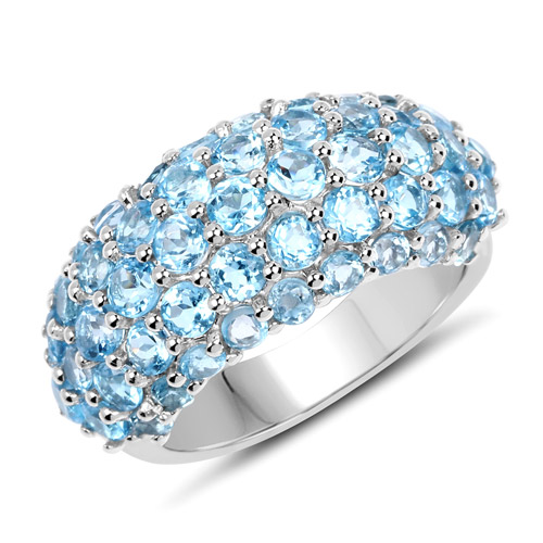 Rings-4.11 Carat Genuine Blue Topaz .925 Sterling Silver Ring