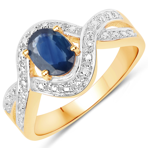 Sapphire-0.95 Carat Genuine Blue Sapphire .925 Sterling Silver Ring