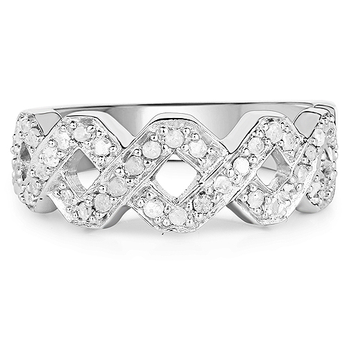 0.40 Carat Genuine White Diamond .925 Sterling Silver Ring