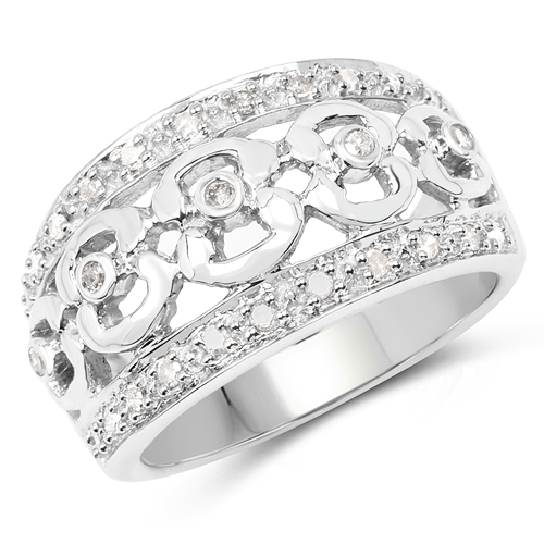 Diamond-0.31 Carat Genuine White Diamond .925 Sterling Silver Ring