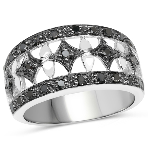 Diamond-0.29 Carat Genuine Black Diamond .925 Sterling Silver Ring