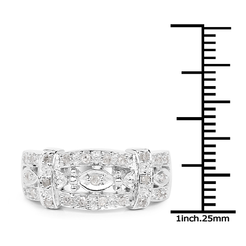 0.32 Carat Genuine White Diamond .925 Sterling Silver Ring