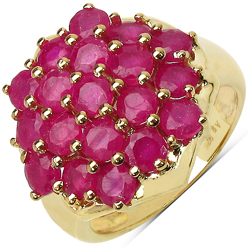 Ruby-4.37 Carat Glass Filled Ruby .925 Sterling Silver Ring