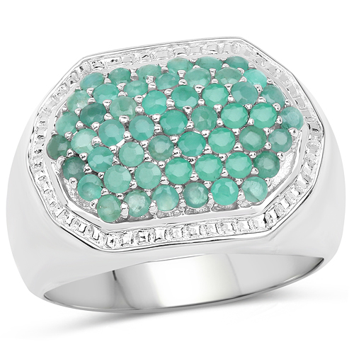 Emerald-1.43 Carat Genuine Emerald .925 Sterling Silver Ring