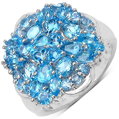 Rings-3.80 Carat Genuine Swiss Blue Topaz .925 Sterling Silver Ring