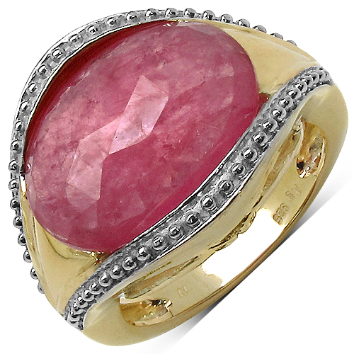 Sapphire-9.28 Carat Genuine Pink Sapphire .925 Sterling Silver Ring