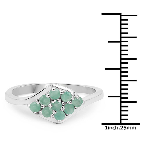 0.54 Carat Genuine Emerald .925 Sterling Silver Ring