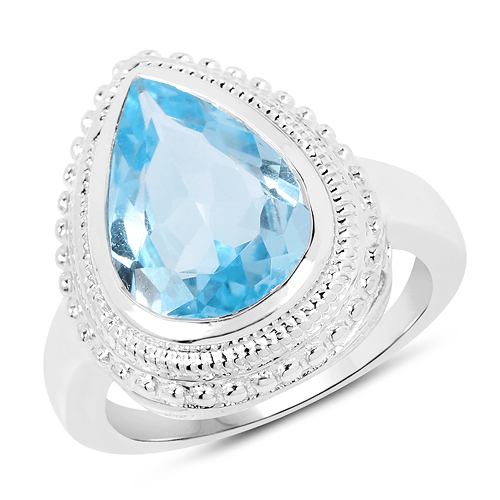 Rings-5.30 Carat Genuine Blue Topaz .925 Sterling Silver Ring