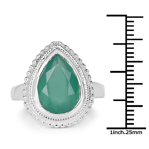4.35 Carat Genuine Green Onyx .925 Sterling Silver Ring
