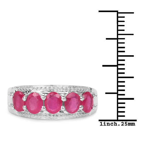 1.90 Carat Glass Filled Ruby .925 Sterling Silver Ring