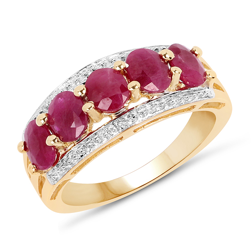 Ruby-14K Yellow Gold Plated 1.90 Carat Genuine Ruby .925 Sterling Silver Ring
