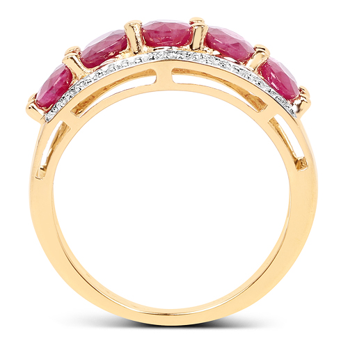 14K Yellow Gold Plated 1.90 Carat Genuine Ruby .925 Sterling Silver Ring