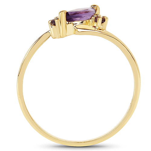 14K Yellow Gold Plated 0.27 Carat Genuine Amethyst .925 Sterling Silver Ring