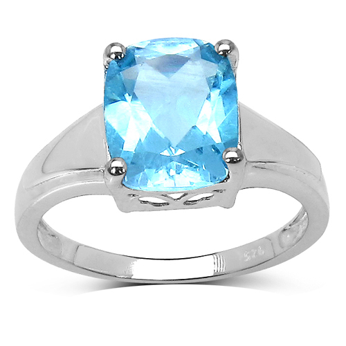Rings-3.50  Carat Genuine Blue Topaz .925 Sterling Silver Ring
