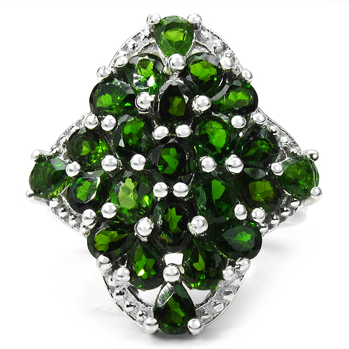 3.73 Carat Genuine Chrome Diopside .925 Sterling Silver Ring