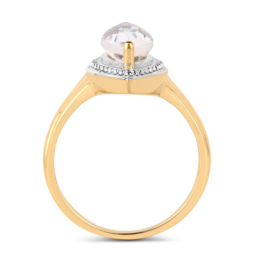 14K Yellow Gold Plated 2.90 Carat Genuine Crystal Quartz .925 Sterling Silver Ring