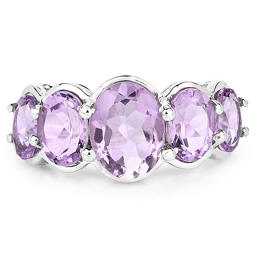 4.02 Carat Genuine Pink Amethyst .925 Sterling Silver Ring