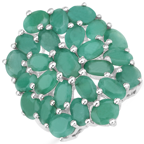 Emerald-5.88 Carat Genuine Emerald .925 Sterling Silver Ring