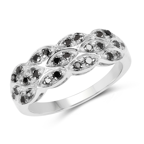 Diamond-0.28 Carat Genuine Black Diamond .925 Sterling Silver Ring