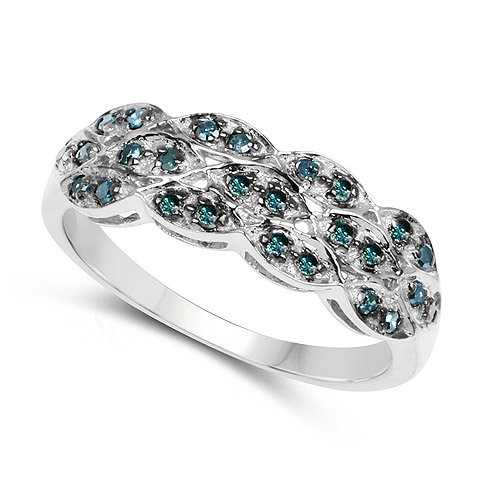 0.31 Carat Genuine Blue Diamond .925 Sterling Silver Ring