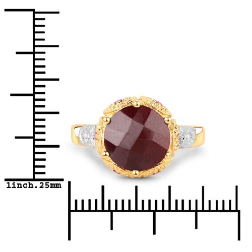 6.44 Carat Dyed Ruby and White Diamond .925 Sterling Silver Ring
