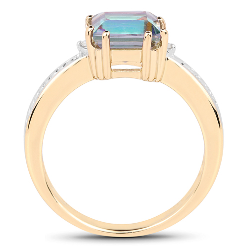 14K Yellow Gold Plated 2.16 ct. t.w. Mystic Topaz and White Topaz Ring in Sterling Silver