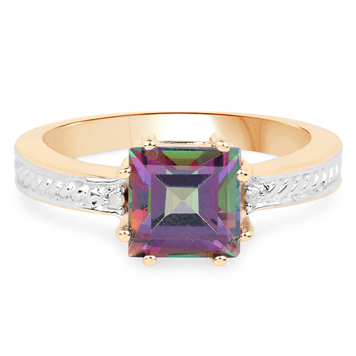 14K Yellow Gold Plated 2.16 ct. t.w. Mystic Topaz and White Topaz Ring in Sterling Silver