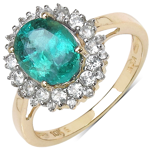 Emerald-2.45 Carat Genuine Emerald 10K Yellow Gold Ring