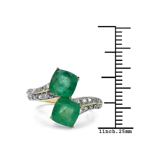 2.80 Carat Emerald & White Zircon 10K Yellow Gold Ring