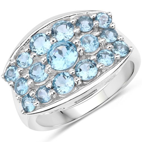 Rings-3.22 Carat Genuine Swiss Blue Topaz .925 Sterling Silver Ring