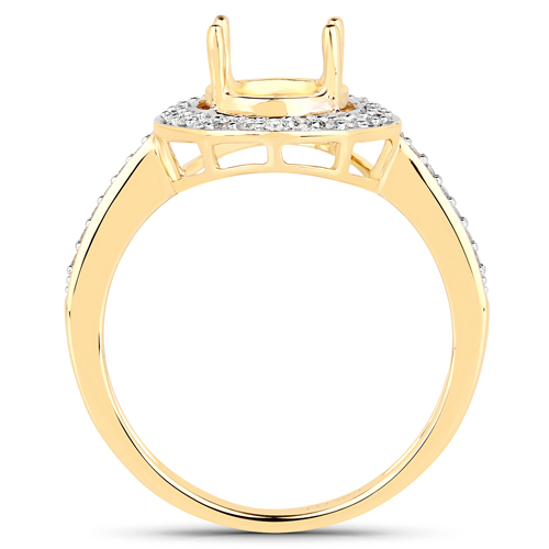 0.22 Carat Genuine White Diamond 14K Yellow Gold Semi Mount Ring - holds 9x7mm Oval Gemstone