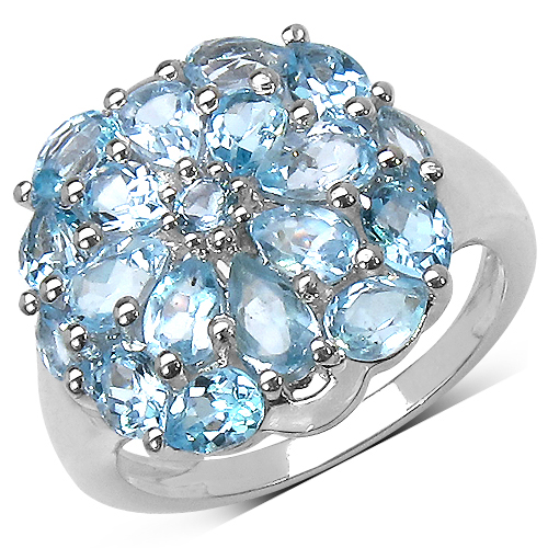 Rings-3.42 Carat Genuine Blue Topaz .925 Sterling Silver Ring