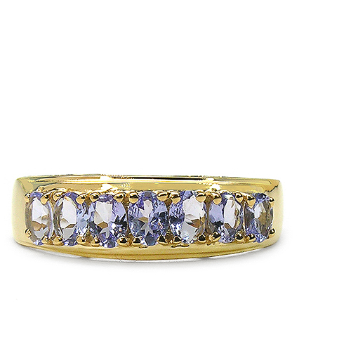 14K Yellow Gold Plated 1.19 Carat Genuine Tanzanite .925 Sterling Silver Ring