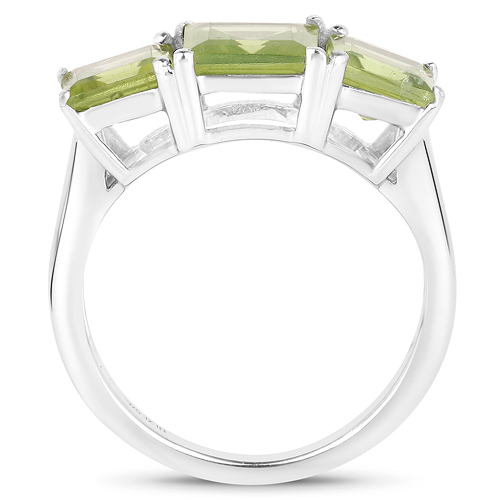 4.37 Carat Genuine Peridot .925 Sterling Silver Ring