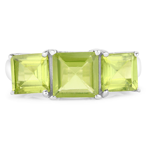 4.37 Carat Genuine Peridot .925 Sterling Silver Ring