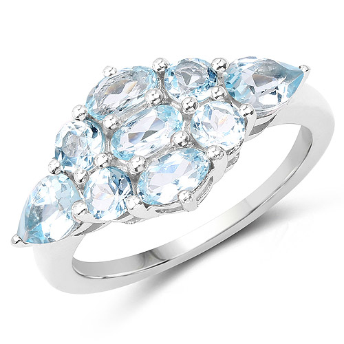 Rings-2.63 Carat Genuine Blue Topaz .925 Sterling Silver Ring
