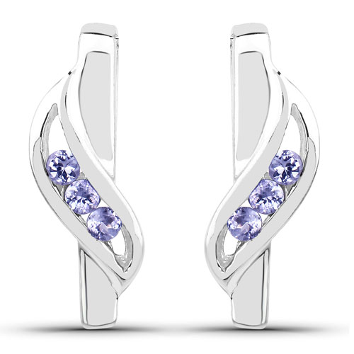 Earrings-0.12 Carat Genuine Tanzanite .925 Sterling Silver Earrings