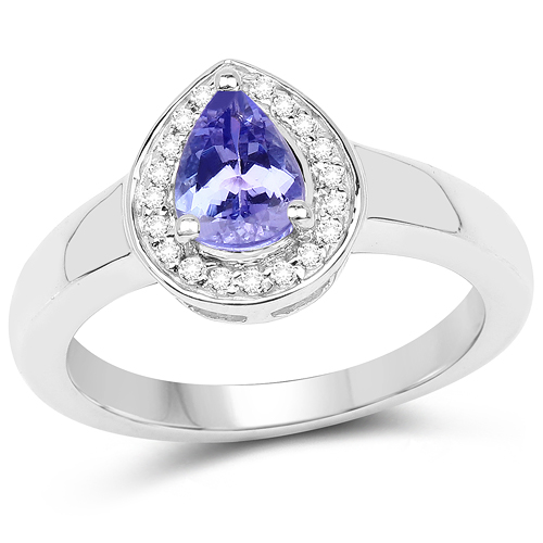 2.37 Carat Genuine Tanzanite & White Topaz .925 Sterling Silver Ring