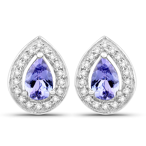 2.37 Carat Genuine Tanzanite & White Topaz .925 Sterling Silver Ring