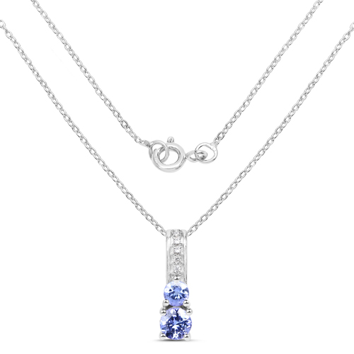 1.54 Carat Genuine Tanzanite and White Topaz .925 Sterling Silver 3 Piece Jewelry Set (Ring, Earrings, and Pendant w/ Chain)