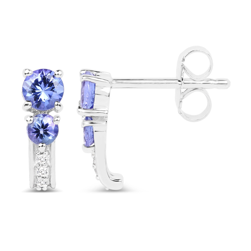 1.54 Carat Genuine Tanzanite and White Topaz .925 Sterling Silver 3 Piece Jewelry Set (Ring, Earrings, and Pendant w/ Chain)